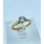18CT GOLD DIAMOND SOLITAIRE RING, the single claw set diamond measuring 0.5cts approx., ring size N,
