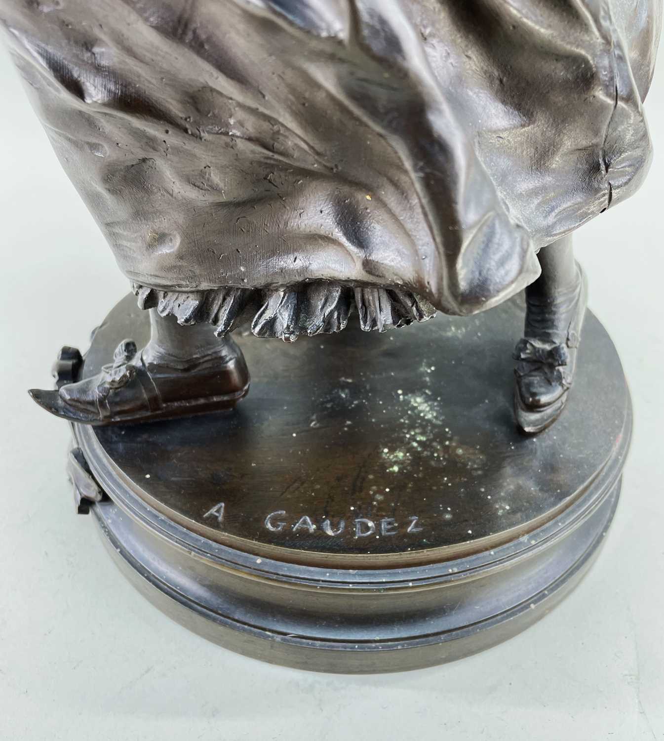 ADRIEN-ETIENNE GAUDEZ bronze - Patineurs Watteau, sculpture of a young belle epoque couple ice - Image 6 of 9