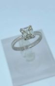 PLATINUM DIAMOND SOLITAIRE RING, the asscher cut single stone measuring 2.0cts approx., ring size U,