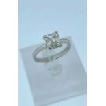 PLATINUM DIAMOND SOLITAIRE RING, the asscher cut single stone measuring 2.0cts approx., ring size U,