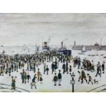 ‡ LAURENCE STEPHEN LOWRY RBA RA, 1972, offset lithograph printed in colours on wove - Ferry Boats,