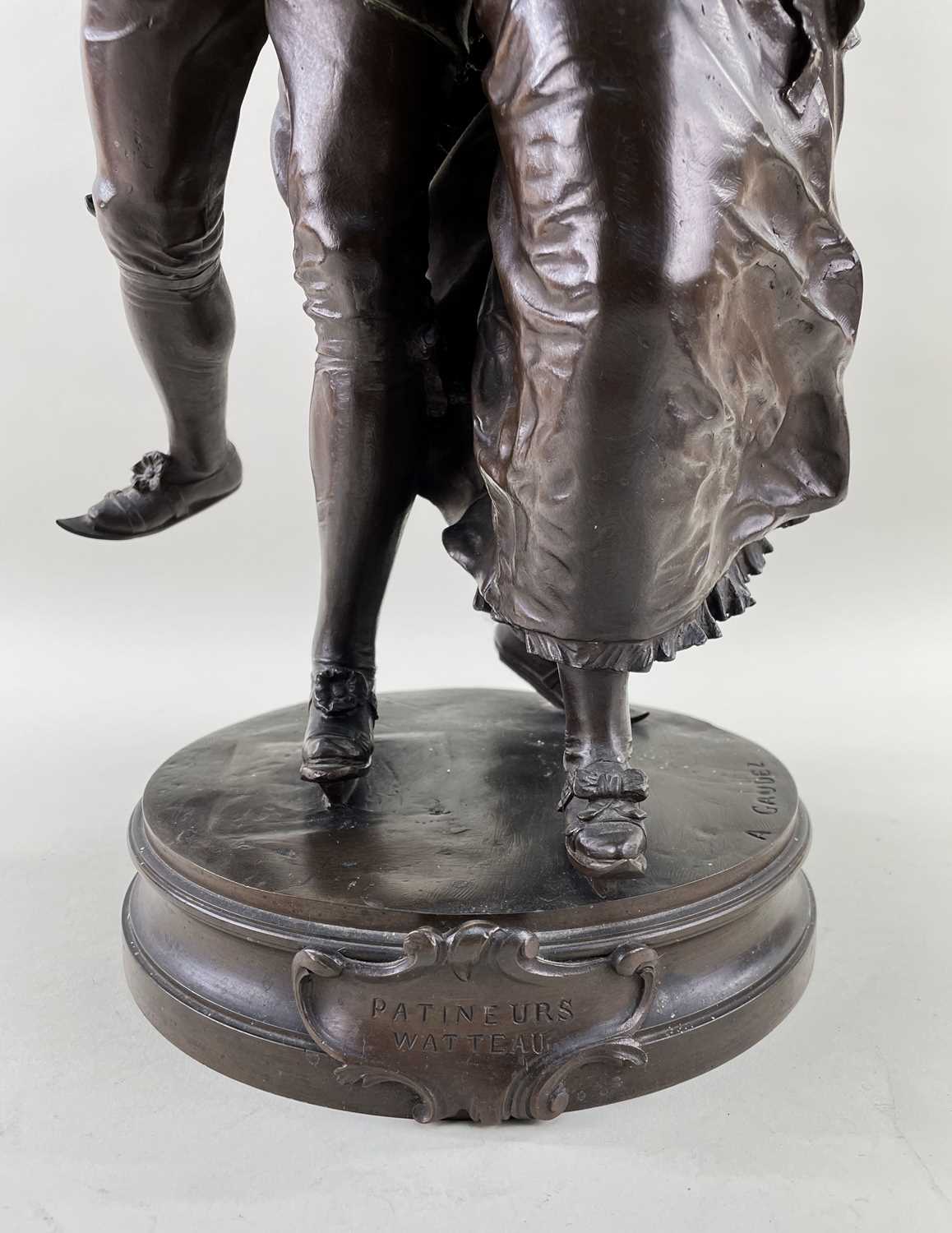 ADRIEN-ETIENNE GAUDEZ bronze - Patineurs Watteau, sculpture of a young belle epoque couple ice - Image 5 of 9
