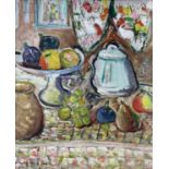 GEORGE LESLIE HUNTER oil on canvas - Still Life of Fruit and Pots (recto); Still Life of Fruit (