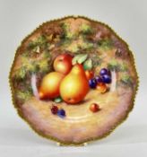 ROYAL WORCESTER FINE BONE CHINA CABINET PLATE, by John Freeman, hand-painted with a still life of