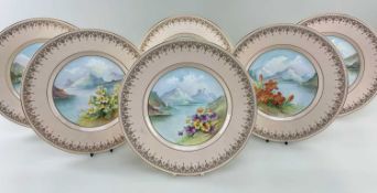 SET MINTON BONE CHINA BOTANICAL CABINET PLATES, painted by Arthur Holland with a named species set