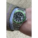 ROLEX SUBMARINER 'KERMIT' STAINLESS STEEL WRISTWATCH, ref. 16610LV, serial number D10****, circa