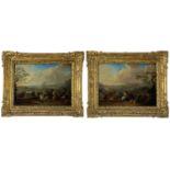 MANNER OF PHILIPS WOUWERMAN oils on panel, a pair - battle scenes with 17th Century Ottoman vs.