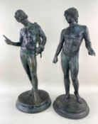 AFTER THE ANTIQUE, two late 19th Century Neapolitan patinated bronze Grand Tour figures of the