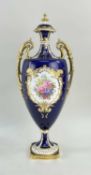 ROYAL CROWN DERBY BONE CHINA VASE & COVER, painted by George Jessop, twin handled with roses and