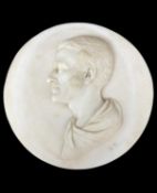 ACHILLE SIMONETTI (Italian/Australian, 1838-1900) marble bas-relief - profile portrait a gentleman