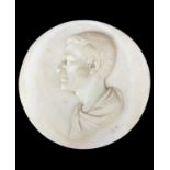 ACHILLE SIMONETTI (Italian/Australian, 1838-1900) marble bas-relief - profile portrait a gentleman