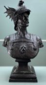 MARY POWNALL BROMET bronze - large bust of a Greek warrior, wearing eagle-crested, winged