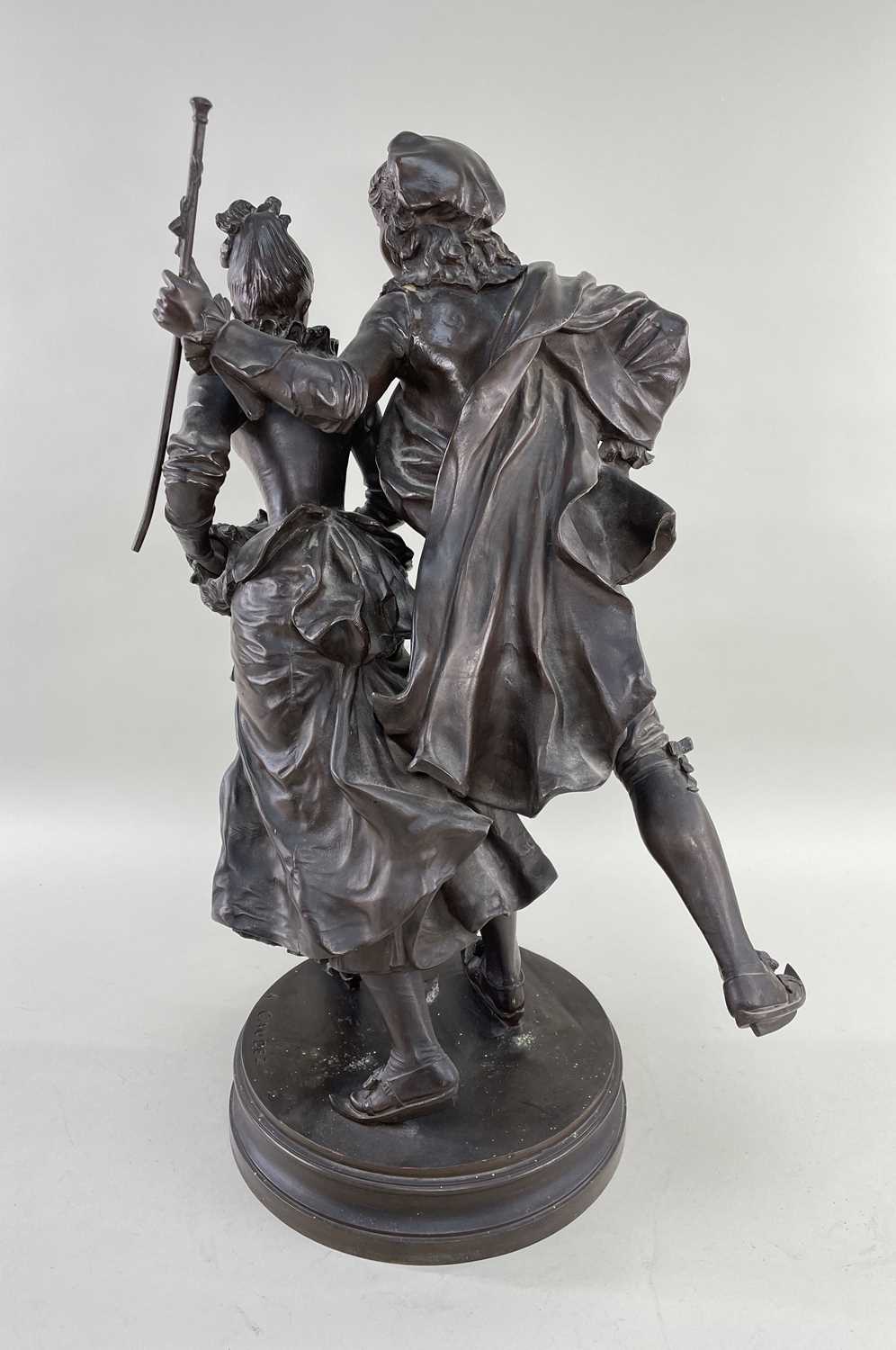 ADRIEN-ETIENNE GAUDEZ bronze - Patineurs Watteau, sculpture of a young belle epoque couple ice - Image 7 of 9