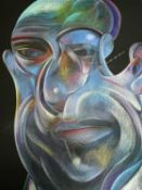 ‡ MIKHAIL CHEMIAKIN pastel on black paper - Hommage to Francis Bacon, head and shoulders portrait,