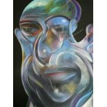 ‡ MIKHAIL CHEMIAKIN pastel on black paper - Hommage to Francis Bacon, head and shoulders portrait,