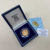 ROYAL MINT ELIZABETH II GOLD PROOF HALF SOVEREIGN, 1988, in presentation box with Certificate of