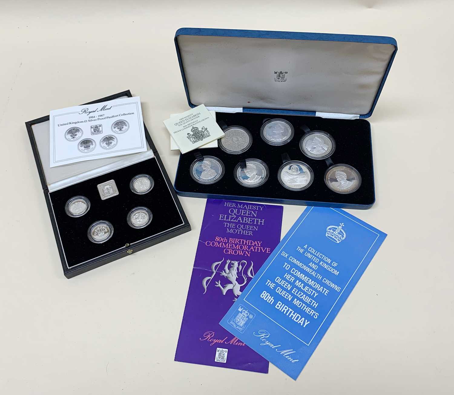 ROYAL MINT HER MAJESTY QUEEN ELIZABETH THE QUEEN MOTHER 1980 CROWN SET, commemorating The Queen