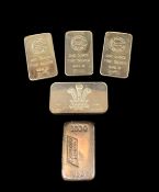 FINE SILVER BARS comprising boxed H. R. H. The Prince of Wales 999 fine silver bar bearing emblem,