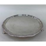GEORGE V SILVER SALVER, by Hawksworth Eyre & Co. Limited, London 1919, circular form with shaped and