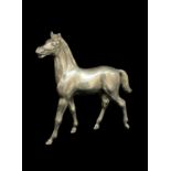 WHITE METAL MODEL OF A STANDING HORSE, 10cms tall, 120g