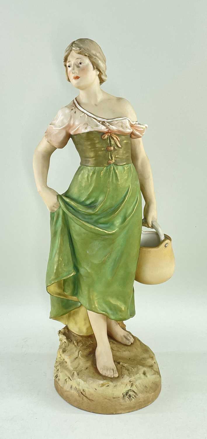 ROYAL DUX PORCELAIN FIGURE FEMALE WATERCARRIER, maker's mark to base, 53cms highProvenance: contents - Image 2 of 4