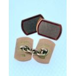 PAIR OF 9CT GOLD & RED ENAMEL CUFFLINKS, 9.0gms (2) Provenance: private collection Swansea,
