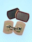 PAIR OF 9CT GOLD & RED ENAMEL CUFFLINKS, 9.0gms (2) Provenance: private collection Swansea,