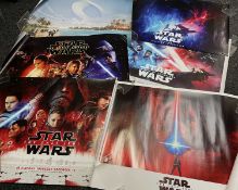 STAR WARS QUAD POSTERS, comprising 2x 'The Last Jedi', 2x 'Rise of Skywalker', 'Force Awakens'