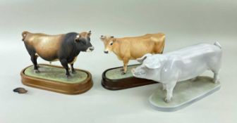 PORCELAIN MODELS OF FARM ANIMALS comprising Royal Worcester bone china 'Jersey Cow' 1961 on