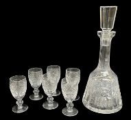 WATERFORD CRYSTAL KYLEMORE PATTERN DECANTER, together with six Waterford Crystal Colleen pattern