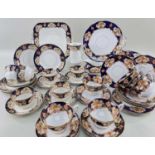 ROYAL ALBERT 'DERBY' PATTERN PART TEASET to include six cups and saucers, six teaplates, cake plate,