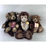 THREE CHARLIE BEARS, with tags and accessories, comprising a pair of 'Rhubarb' and 'Crumble' (409/