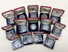 COLLECTION OF ROYAL MINT QUEEN ELIZABETH II SILVER PROOF CROWNS, comprising St Helena 1973 (5),