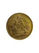 VICTORIAN GOLD SOVEREIGN, 1891, Jubilee head, 8.0gms Provenance: private collection Pembrokeshire by