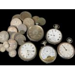 ASSORTED COINS & POCKET WATCHES comprising two 1797 'Cartwheel' coins, four silver crowns dated