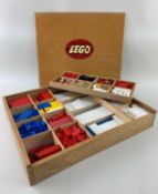 VINTAGE 1960s LEGO IN ORIGINAL WOODEN CASE, 40 x 48cmsComments: box has signs of use, appears