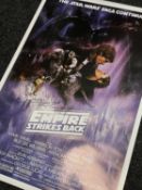 DAVE PROWSE SIGNED 'EMPIRE STRIKES BACK' ONE SHEET, with Danbury mint COA, 91 x 61cm