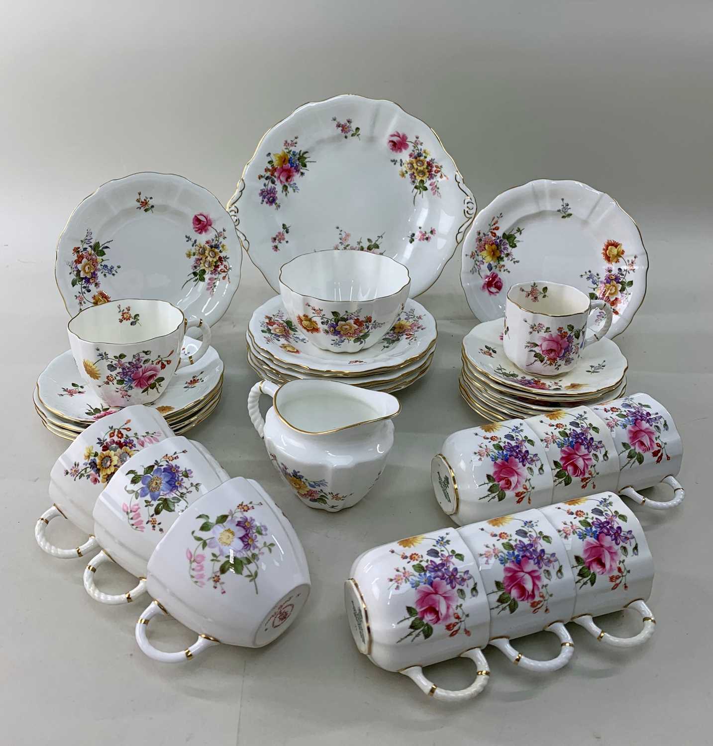 ROYAL CROWN DERBY 'DERBY POSY' TEA/COFFEE WARE, to include milk jug, sugar bowl, cake plate, seven - Image 2 of 2