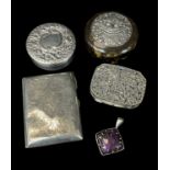 SILVER COLLECTABLES to include Edwardian silver cigarette case, London 1900-1924, small silver