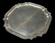 GEORGE V SILVER SALVER, Birmingham 1932, shaped square form, engraved presentation inscription