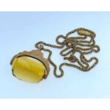 9CT GOLD CITRINE REVOLVING FOB on 9ct gold chain, 14.9gms Provenance: private collection Cardiff,