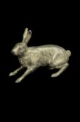 LATE 20TH CENTURY WHITE METAL MODEL OF A HARE, 5 x 6.5cms long, 75g