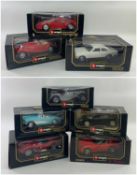 EIGHT VARIOUS BOXED BURAGO 1/18 1/20 1/22 SCALE MODEL MODERN DIE-CAST MODELS to include 3025 Dodge