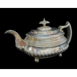 GEORGE III SILVER TEAPOT, London 1812, compressed rectangular form with stepped upper section and