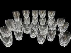 WATERFORD CRYSTAL 'KATHLEEN' PATTERN DRINKING GLASSES, to include large x 6, medium x 9 and small