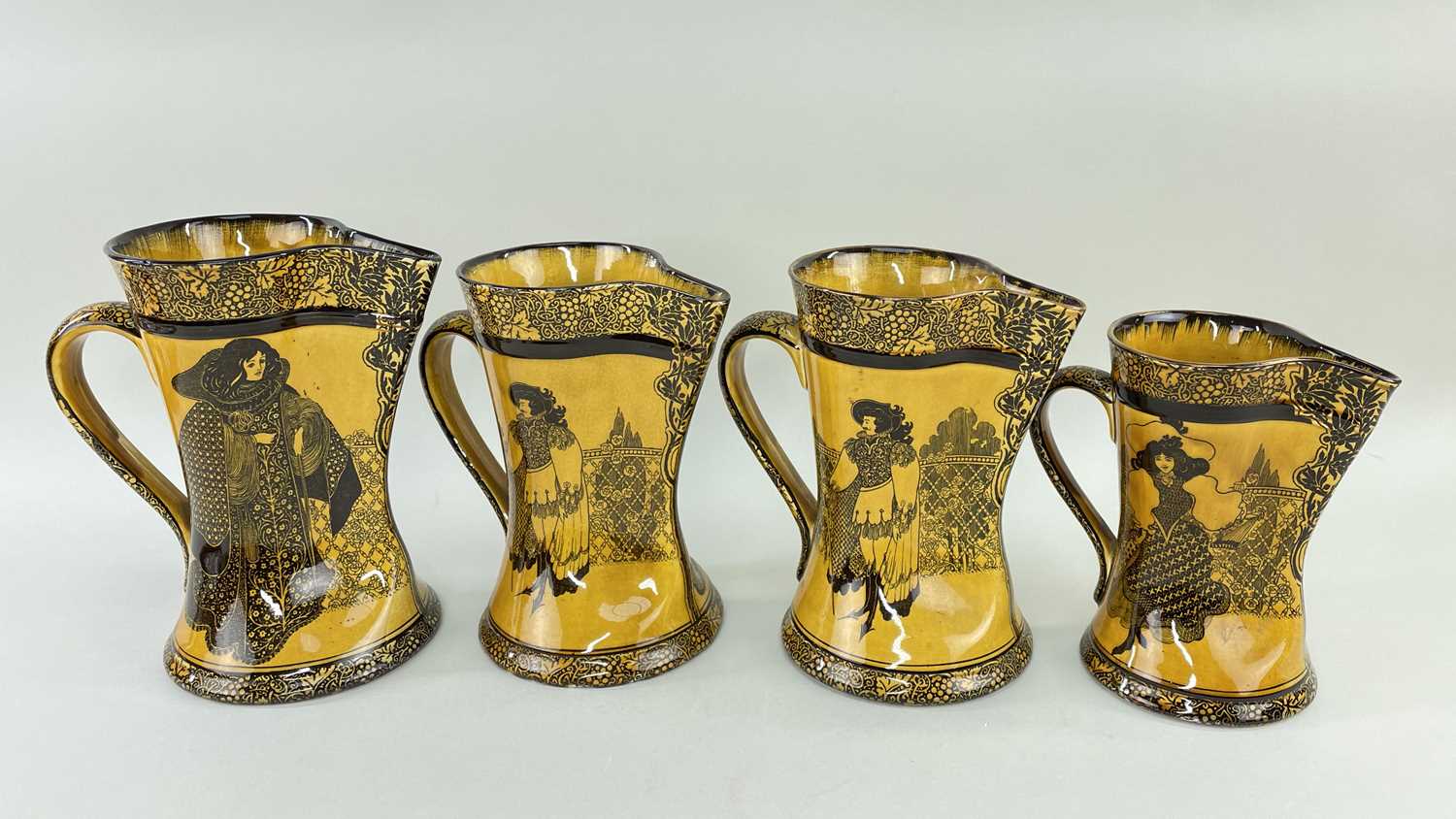 FOUR ROYAL DOULTON 'MORRISIAN' WARE JUGS, of graduating size, printed marks to bases, the tallest - Image 3 of 3