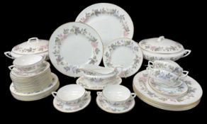 ROYAL WORCESTER 'JUNE GARLAND' CHINA DINNER SERVICE, complete for six place settings, including