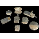 ASSORTED SILVER VESTA & OTHER CASES, including three vestas with engraved and/pr monogrammed