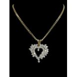 14K GOLD DIAMOND ENCRUSTED HEART SHAPED PENDANT, set with approximately fifty diamonds (0.04-0.05cts