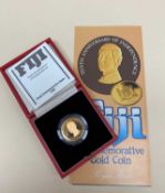 ROYAL MINT FIJI 22CT GOLD 1980 COMMEMORATIVE ISSUE COIN, Tenth Anniversary of Independence, 15.9gms,